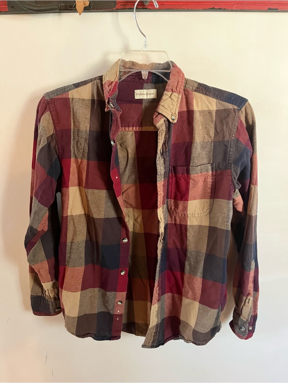 Plaid Button-Down Shirt in Burgundy